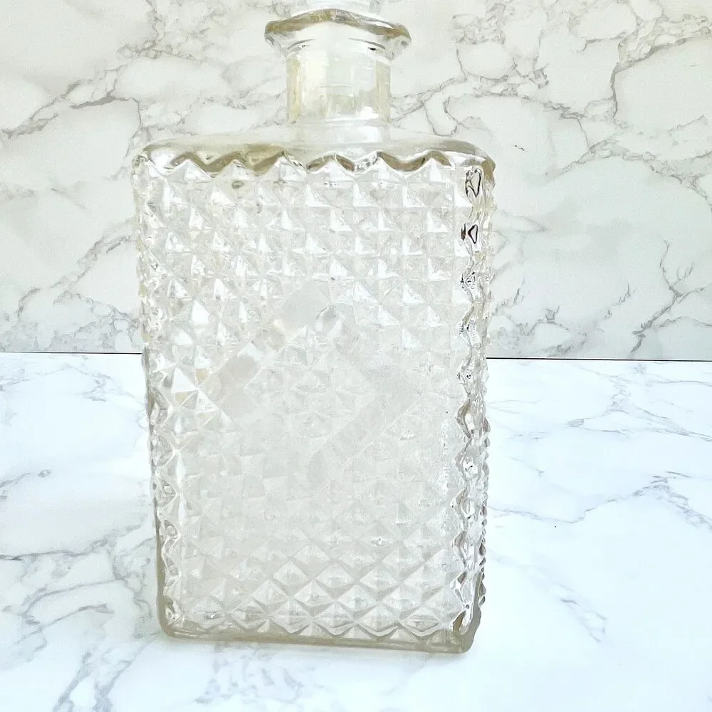 Vintage 1960s I.W. Harper Diamond Point Clear Cut Scotch Rye Liquor Decanter